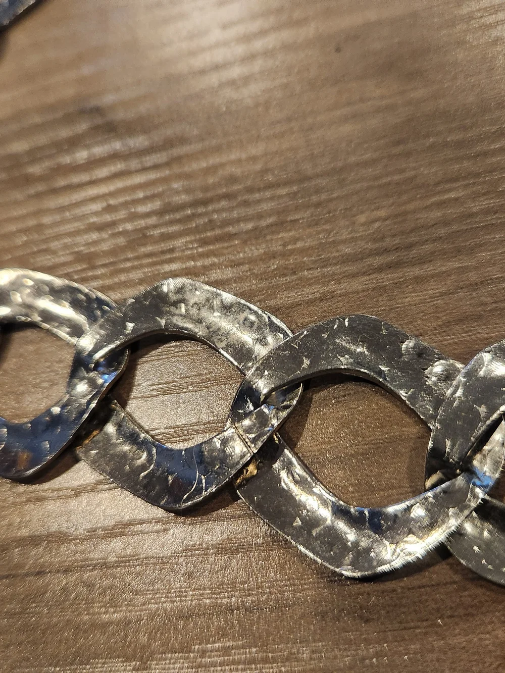 Vintage Silver Hammered Curb Link Necklace 8